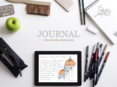 Journal - A Traveler's Companion brown journal sketch travel