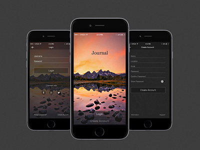 Journal / Screens account app create ios journal login register screen splash