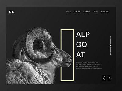 Goat Help - dark landing page animal conservation animals animation best design 2022 dark dark mode dark page design goat goat live graphic design langing page live minimal protect the animals ui ux user interface web page web site wen design