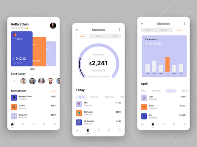 Finance App - Mobile Design app design bank bank app banking cart design finance finance app fintech mobile mobile ui money money transfer payment transaction ui ui ux ux wallet wallet app