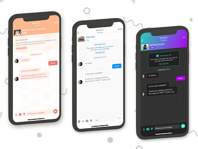 Same chat app, different brand style - May 2020 app brand branding brandingidentity chat design graphic design ios message app messaging style ui