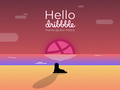 Dribbble Debut - February 2018 debut dusk hello invite sea sunset thanks walrus warm
