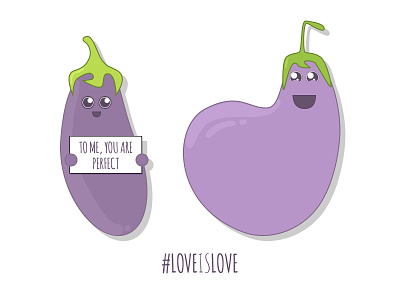 Valentine's Day 2018 aubergine cute eggplant happy illustration love valentine