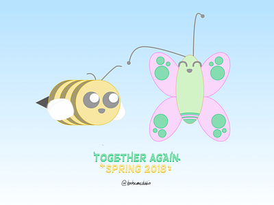 Together Again - Spring 2018 bee butterfly doodle illustration spring springtime
