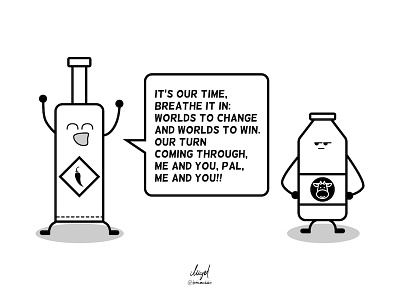 Tabasco & Milk bottle doodle friendship illustration milk sketch tabasco vector