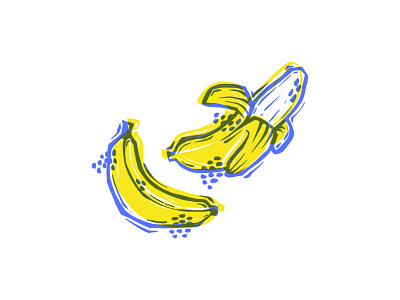 Banana banana fruit illustration lino linocut overprint riso