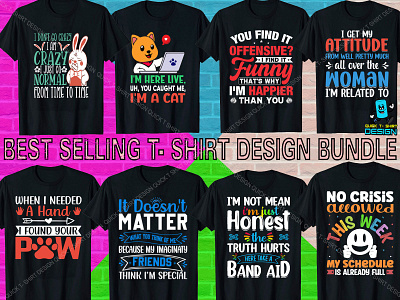 New Cat and Typography T- shirt Bundle