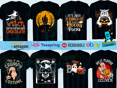 Halloween T- Shirt Design Bundle autumn cat halloween design fall graphic halloween boo halloween shirt halloween t shirt halloween t shirt design helloween tree illustration procreate redbubble season teespring tshirt tshirt design