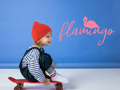 flamingo toddler clothing range branding design icon illustration logo typography