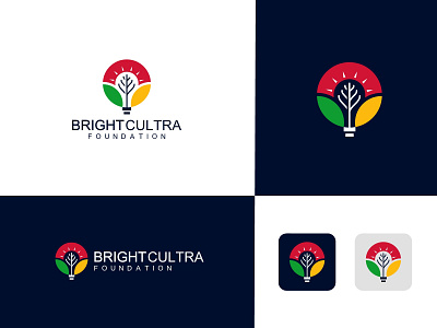 Cultra foundation logo design branding bright bright logo bulb design bulb logo cultra design cultra logo foundation logo graphic design leaf logo logo logo branding logo design professional logo