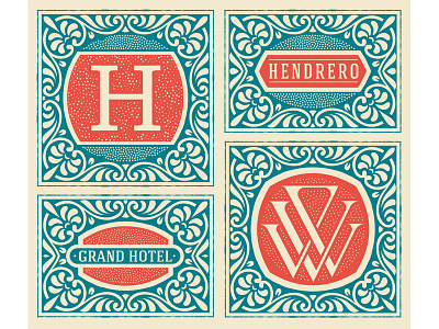 Retro cards templates. card element flourish hotel label logo monogram royal set