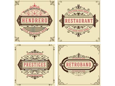 Vintage logo templates banner card classic element flourish frame label letter logo modern sign vector