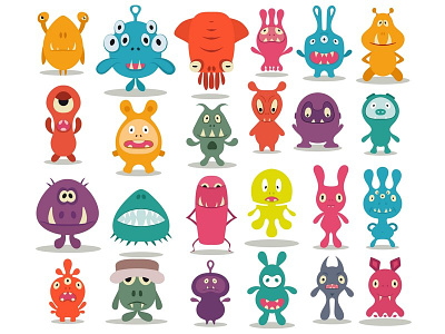 24 cute doodle monsters aliens art bubbles bugs cartoon characters clip comic critters doodle drawing funny
