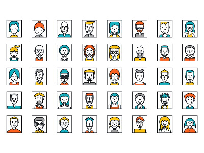 Avatars avatar character design flat icon man people profile set vector