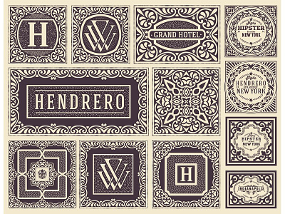 Retro cards set. banner baroque border card design elements frames label ornate ribbon vector vintage