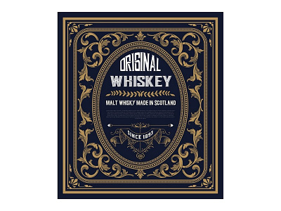 Vintage label for whiskey. beer border card decoration floral frame retro shirt victorian western whiskey