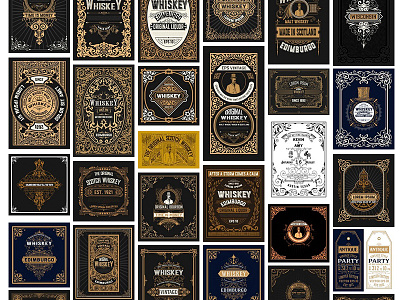 Mega Pack 50 Cards bundle banner beer border design frame label retro set vector vintage western whiskey