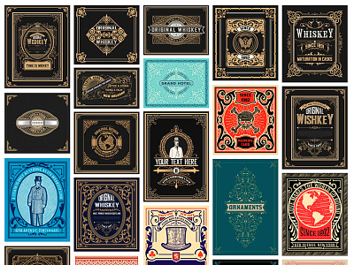 90% OFF Mega Pack 50 Cards bundle 2 banner beer border design frame illustration label retro vector vintage western whiskey