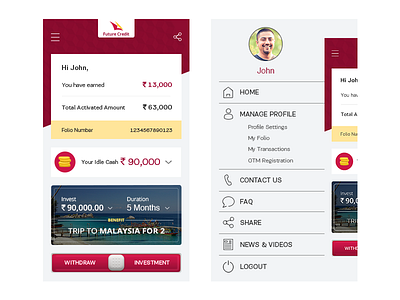 Finance App android app finance ios landing menu mobile page side ui ux