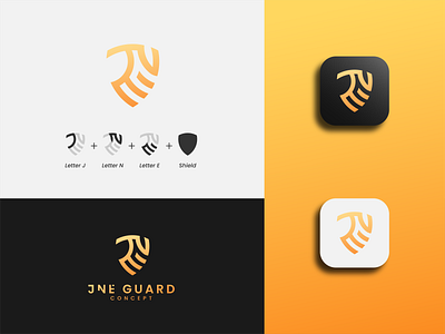 JNE Guard brand brand design brand identity brand logo branding branding design design design logo gradient graphic design illustration letter mark lettering logo logo and branding logo design logo maker modern logo monogram shield logo