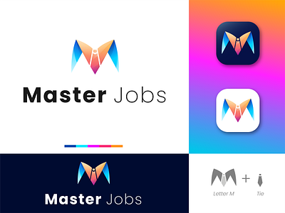 Letter M + Jobs Logo Design Concept
