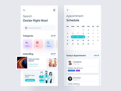 Medical App Concept app appointment calendar concept design doctor health ios kit medical minimal patient ui ui kit ux