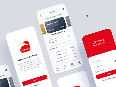 Mobile Banking App - CityTouch Redesign app app design bd app citybank citybankapp citytouch cool dashboard digital wallet mobile bank mobilebanking modern money money transfer pay bill redesign trendy ui ui ux wallet app