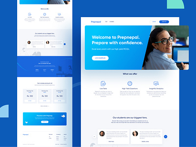 Prepnepal - Landing Page Redesign education exam result landing page landing page design landing website live test mcq minimal modern nepal online exam prepnepal quiz redesign student trendy ui uidesign uiux web design