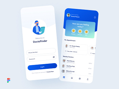 DoctoFinder App Concept - Free Download (Figma File) app call concept cool cool design design doctor doctor appointment health healthcare ios medical minimal modern patient schedule trendy ui uiux ux