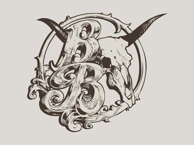 Bare Bones Logo illustration logo ornate scroll victorian western