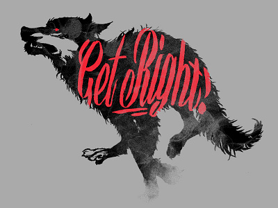 Get right wolf animals brush illustration ink typography wolf