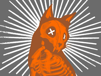Deadcat cat drawing illustration skeleton