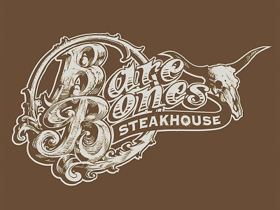 Bare Bones full logo branding logo ornate restaurant typography victorian vintage western