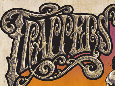 "Trappers Cabin" album cover detail album detail illustration music ornate pen typography victorian vintage