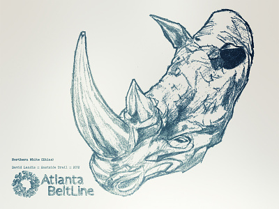 Rhino - Art on ATL Beltline animal drawing drawn handmade illustration pencil rhino sketch tee