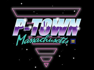 80's vibe P-Town 80s airbrush atomic chrome cosmic design neon provincetown retro space