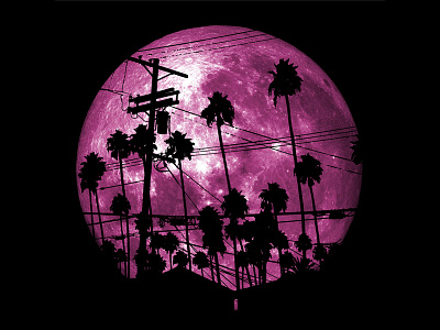 L.A. Moon 80s california graphic lines moon neon night palm power trees urban