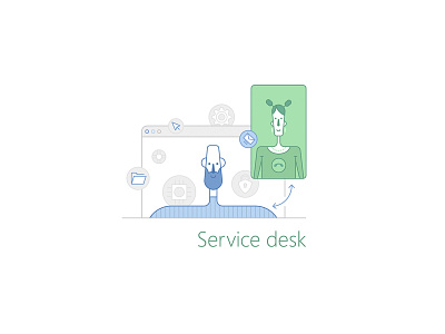 Service desk vector Illustration. center concept design desk engineering help icons illustration infographic line linear icons service services vector