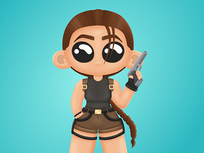 Lara Croft 3d binance bitcoin bnb cartoon character collectible crypto wallet cryptocurrency cute girl gun illustration lara croft nft procreate tomb rider