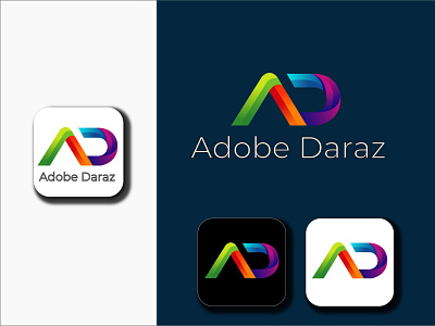 AD abstract 3d modern letter logo design