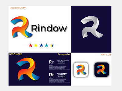 R abstract 3d letter Logo Design