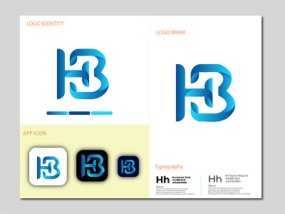 BH abstract 3d letter Logo Design