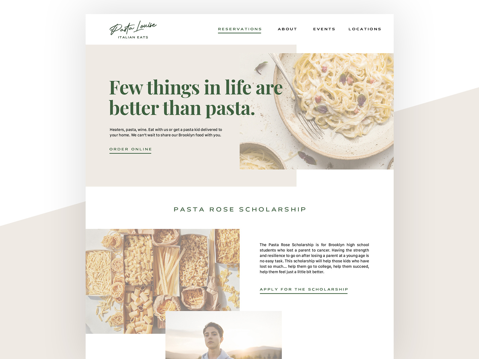 Pasta Louise // Landing Page by Matt Consolazio on Dribbble