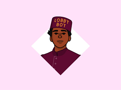 "A lobby boy is completely invisible, yet always in sight." colorful film grand budapest hotel hotel icon illustration inconography middle eastern movies portrait vector wes anderson