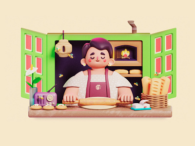 Bakery 3d bakery blender character design digital illustration graphic design illustration