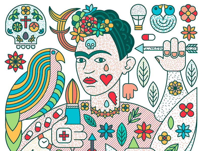 Frida Y Diego Dribbble - Full size colors diego frida icons kahlo mexican pattern poster rivera