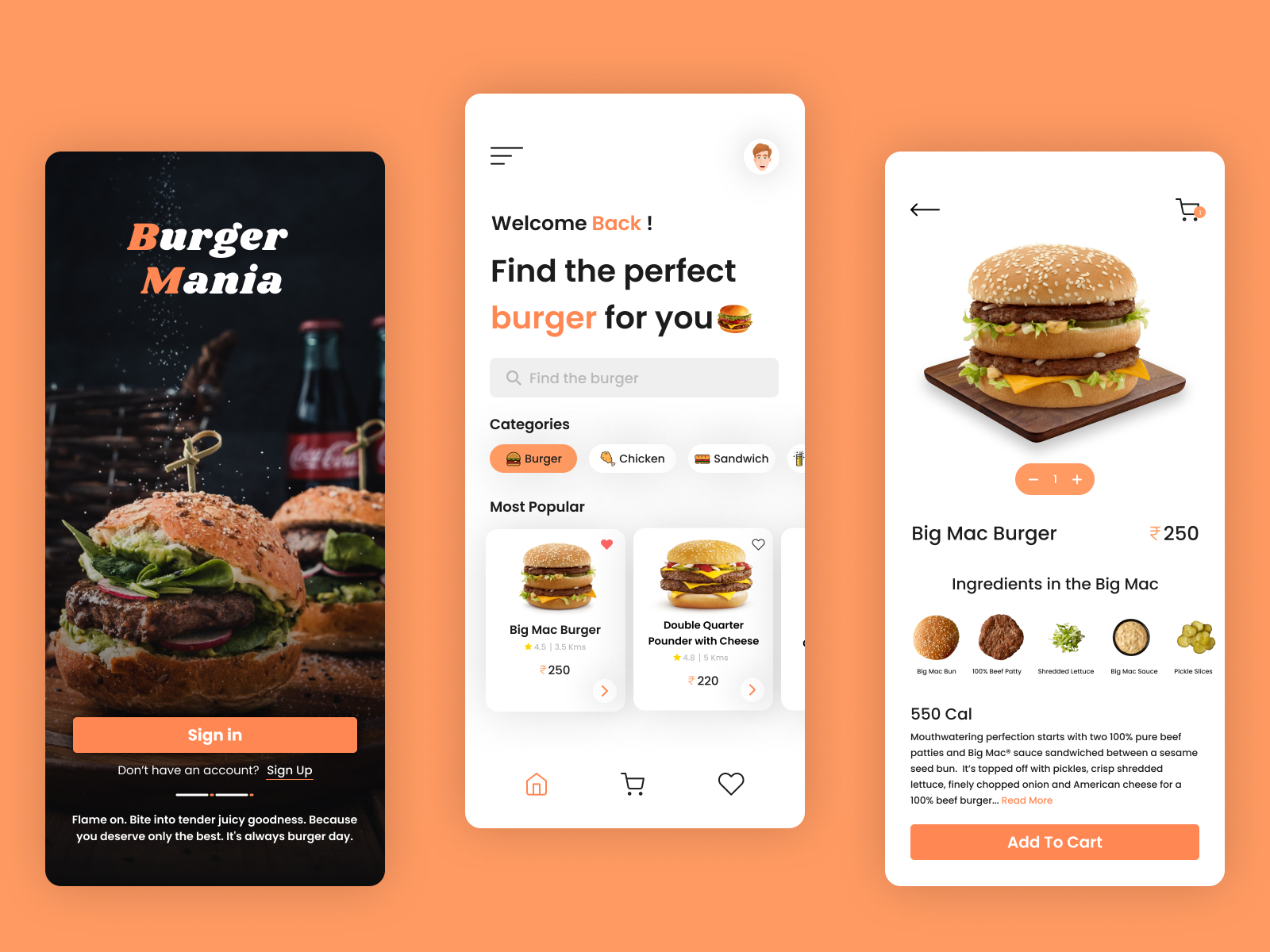 Burger App UI by Yeshwanth M.S on Dribbble