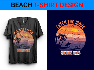 Beach T-Shirt Design beach beach sunset beach t shirt beach t shirt design branding graphic design retro shirt design sichonnu sunset t shirt design vintage