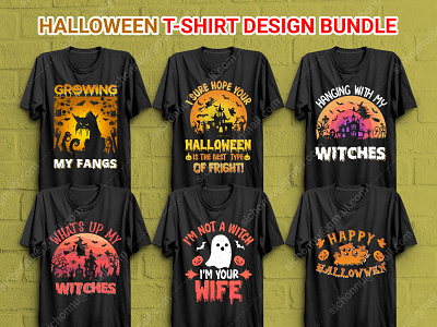 Halloween T-Shirt Design Bundle branding design graphic design halloween halloween day design halloween silhouette halloween t shirt design halloween vector horror logo retro scary shirt design sichonnu silhouette t shirt design vintage witches