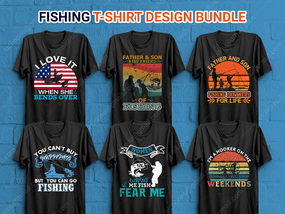 Fishing T-Shirt Design Bundle branding design elements fish fishing fishing fathers love fishing silhouette fishing t shirt design graphic design logo retro shirt design sichonnu silhouette t shirt design vintage